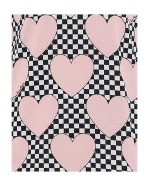 Moschino Pink Checkered Love Printed T-Shirt