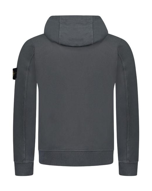 Stone Island Gray Compass-Patch Cotton Hoodie for men