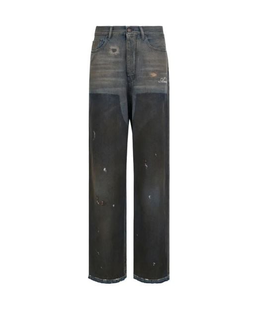 Amiri Gray Bones Baggy Jeans for men