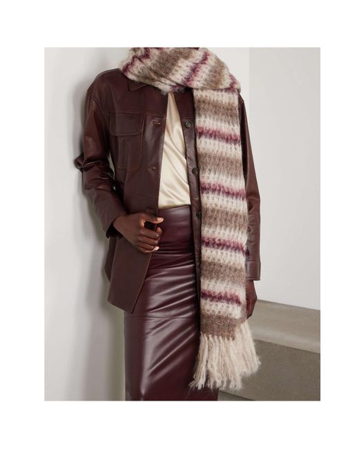 Brunello Cucinelli Multicolor Fringed Striped Knitted Scarf