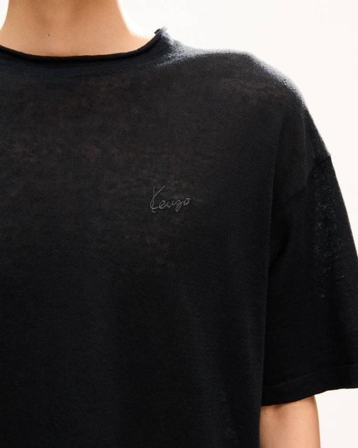 KENZO Black Signature' Embroidered Light T-Shirt for men
