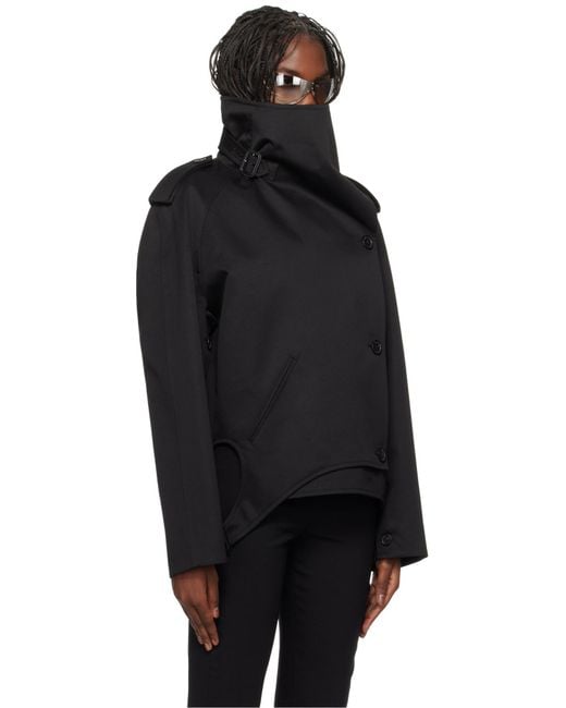 Courreges Black Courrèges Oblique Short Trench Coat