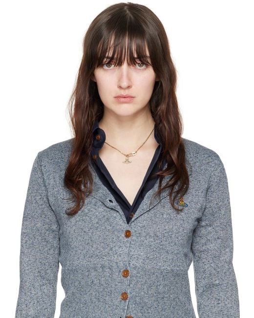 Vivienne Westwood White Lucrece Crystal Pin Necklace