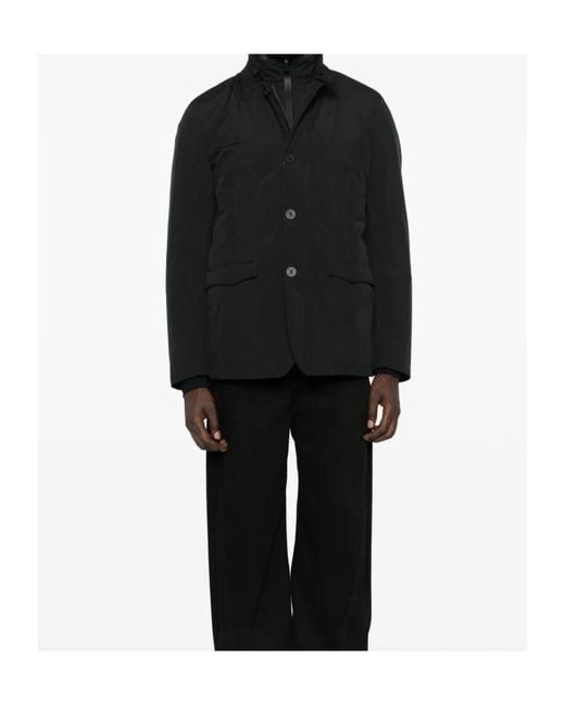 Herno Black Button-Up Coat for men