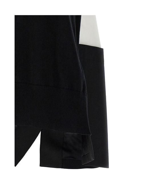 Sacai Black Poplin Ribbed Pullover