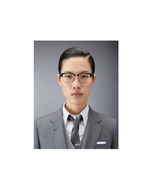 Thom Browne White Eyewear Rectangular Frame Glasses for men