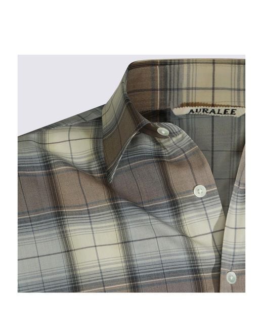 Auralee Gray Super Light Check Shirt for men