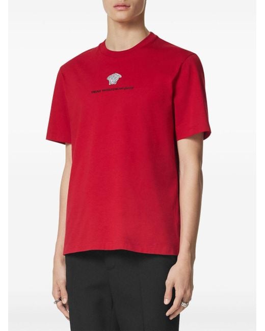 Versace Logo-Embroidered Crewneck T-Shirt for men