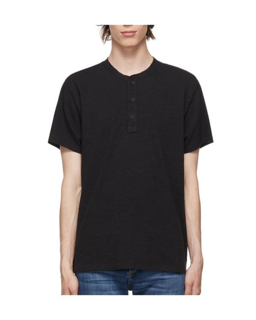 Rag & Bone Black Short-Sleeve Henley T-Shirt for men