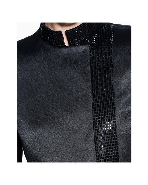 Giorgio Armani Blue Mandarin-Collar Jacket