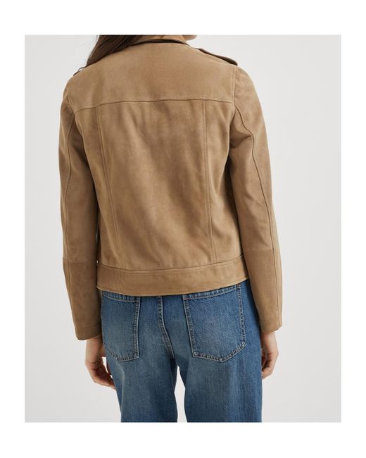 Brunello Cucinelli Blue Leather Jacket