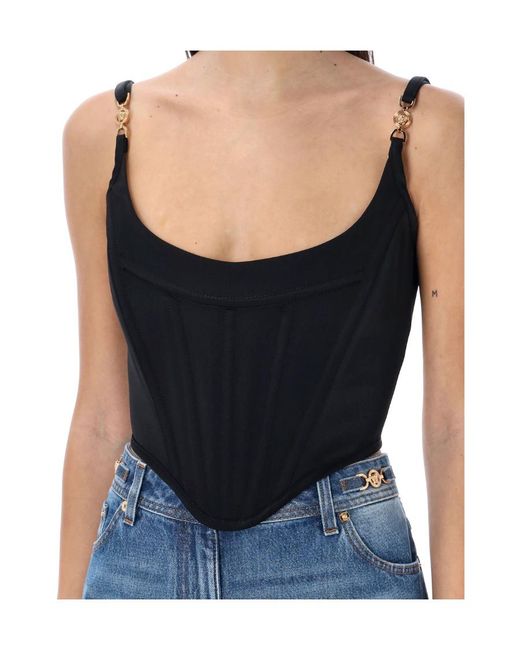 Versace Black Scoop Neckline Corset Top