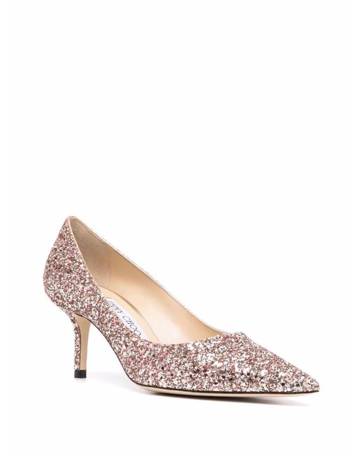 Jimmy Choo Pink Glitter Sequined High Heels
