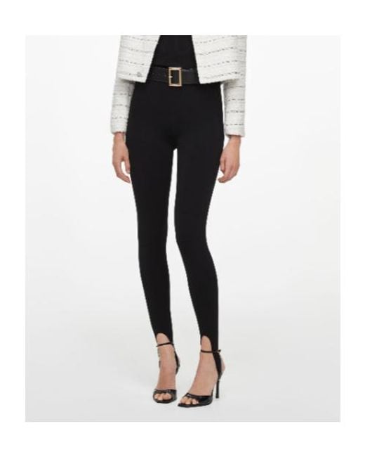 Self-Portrait Black Knit Stirrup Leggings
