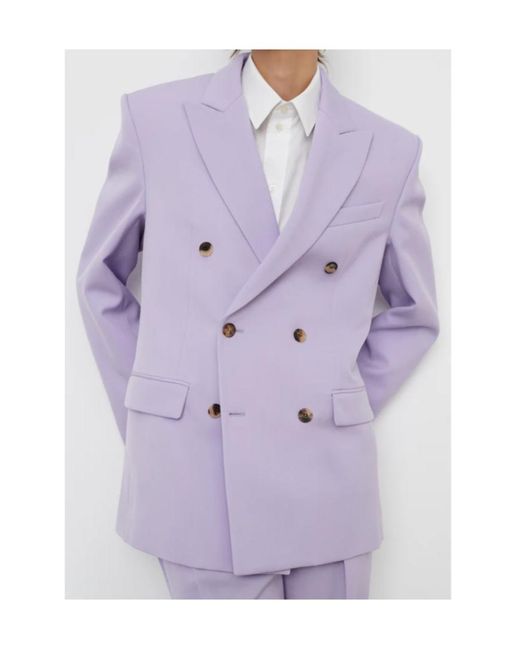 Wardrobe NYC Purple Double-Breasted Suit Jacket