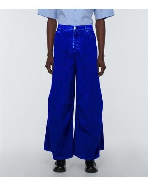 Marni Blue Mid-Rise Barrel-Leg Jeans for men