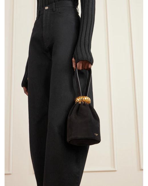 Alaïa Black Suede Bucket Clutch