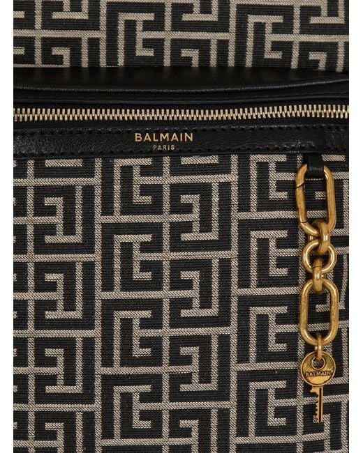 Balmain Gray Pulse Monogram Jacquard Backpack for men