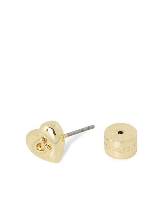 COACH Metallic Heart-Patterned Earrings