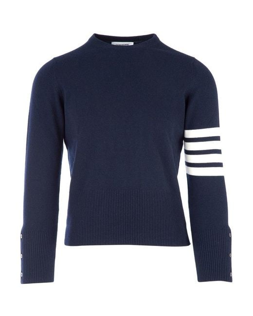 Thom Browne Blue Bar Crewneck Jumper for men