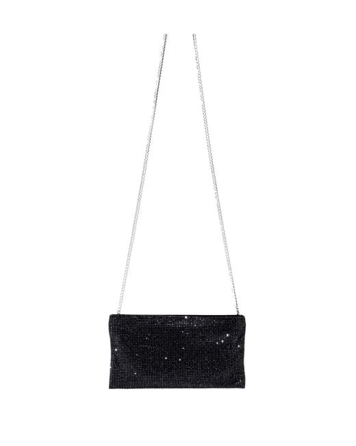 Benedetta Bruzziches Black Crystal-Embellished Mesh Clutch Bag