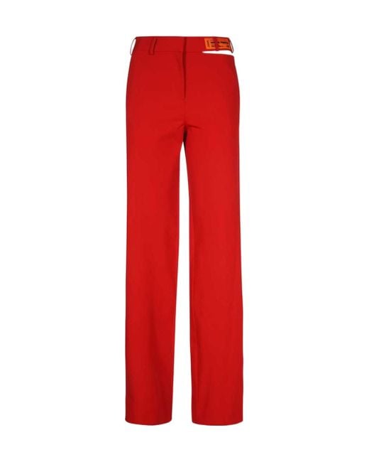 Heron Preston Red Cut-Out Wide Leg Trousers