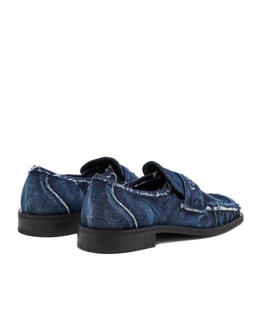 DIESEL Blue D-Amber Distressed Denim Loafers for men