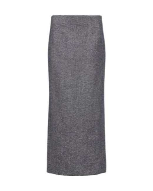 Etro Gray Wool And Silk-Blend Maxi Skirt