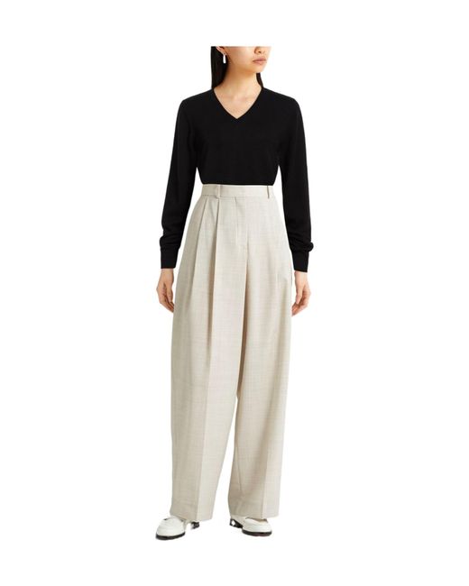 Max Mara Black Solid Color Knitted V-Neck Long Sleeve Shirt