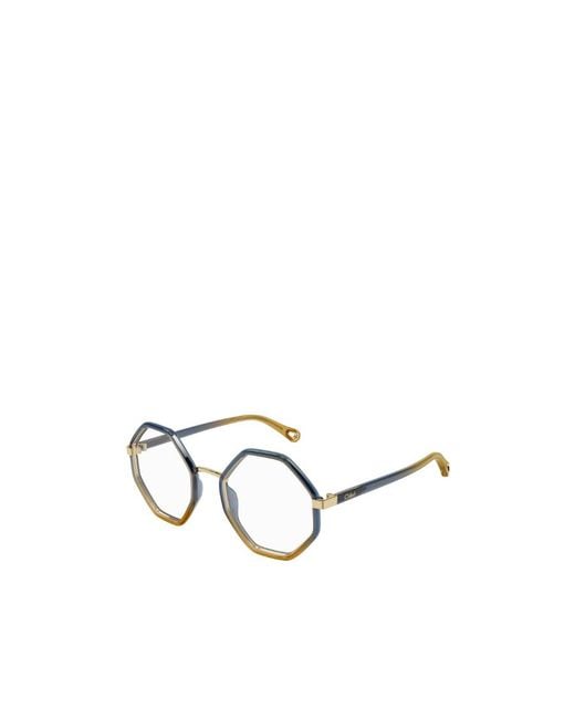 Chloé White Chloé Eyewear Hexagonal-Frame Glasses