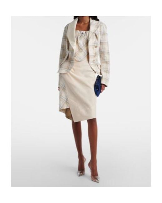 Vivienne Westwood White Infinity Tartan Cotton Midi Skirt