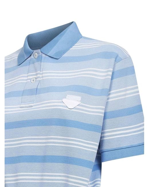 Prada Blue Cropped Striped Polo Shirt