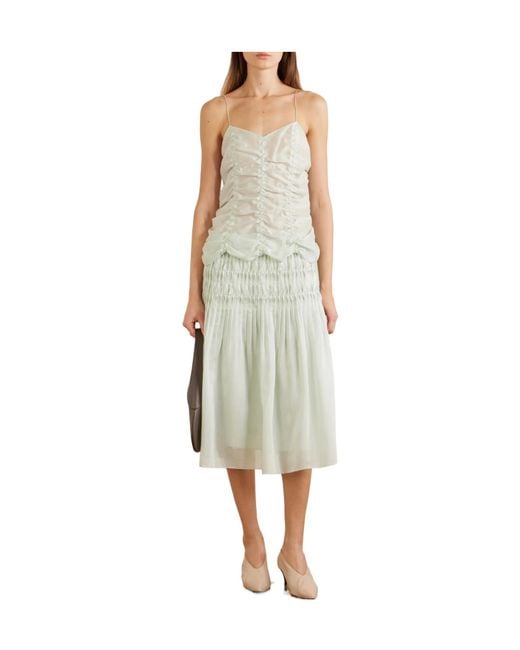 Khaite White Ruched Lyocell And Silk-Blend Skirt