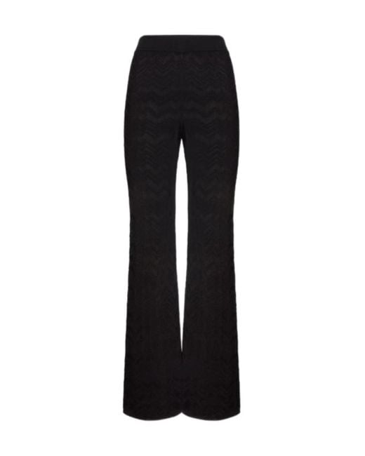 Missoni Black Chevron-Pattern Knit Trousers
