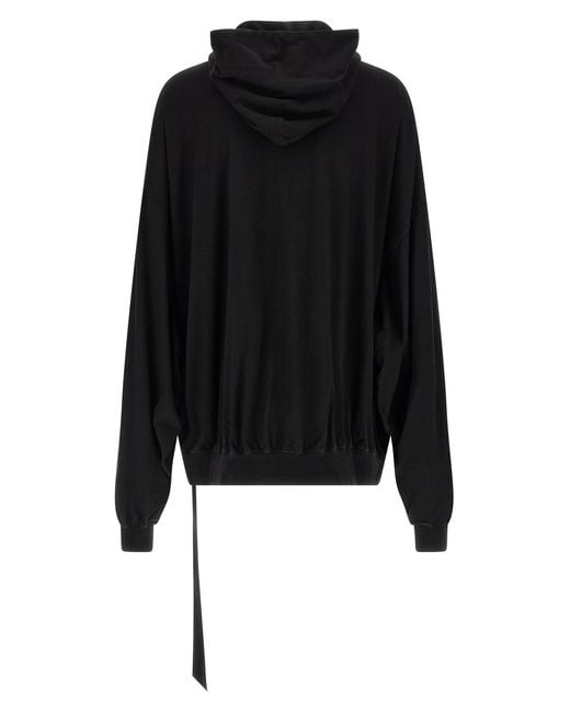 Rick Owens Black Hun Drawstring Hoodie for men
