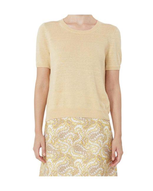 Weekend by Maxmara Natural Crew Neck Short-Sleeved Knit Sweater