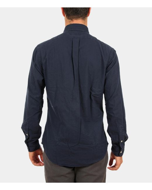 Ralph Lauren Blue Polo Logo Embroidered Shirt for men