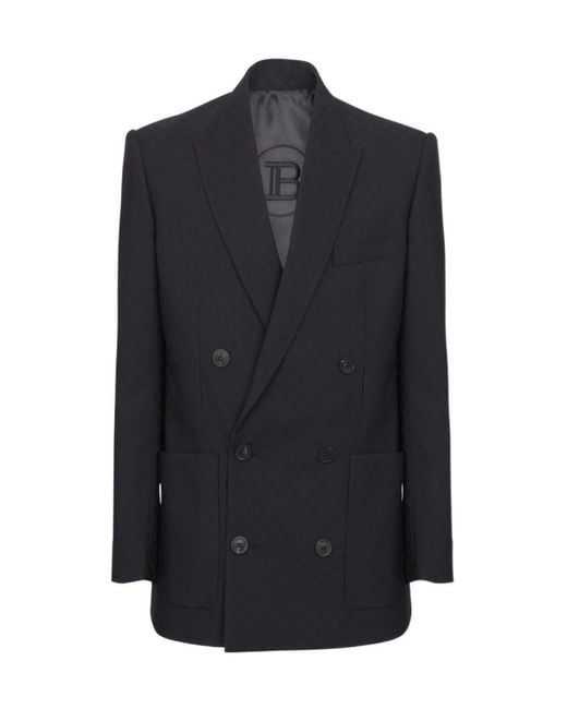 Balmain Blue Double Breasted Tailored Jacket for men