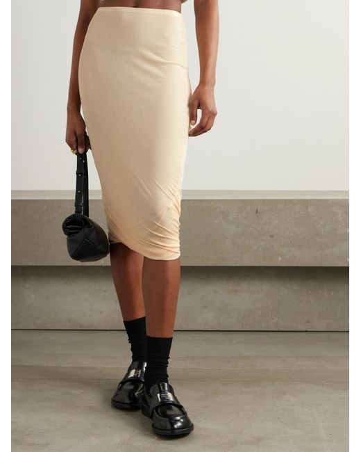 Jil Sander Natural Cotton-Crepe Midi Skirt