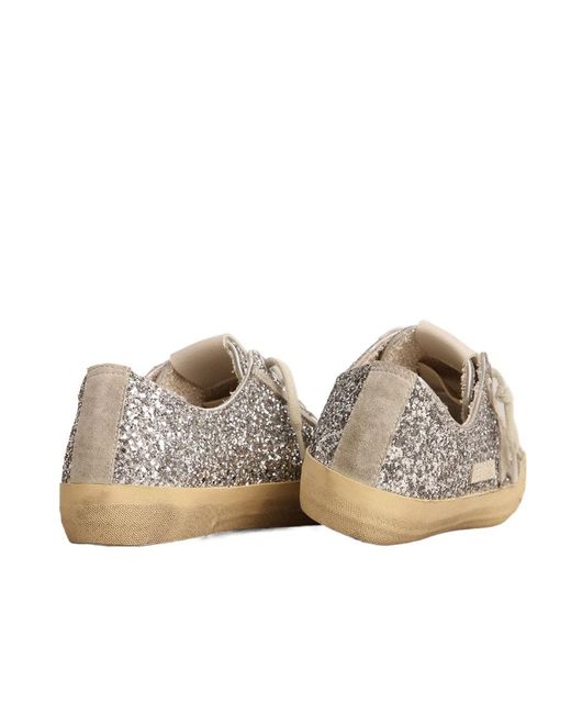 Golden Goose Deluxe Brand Brown V-Star Glittered Lace-Up Sneakers