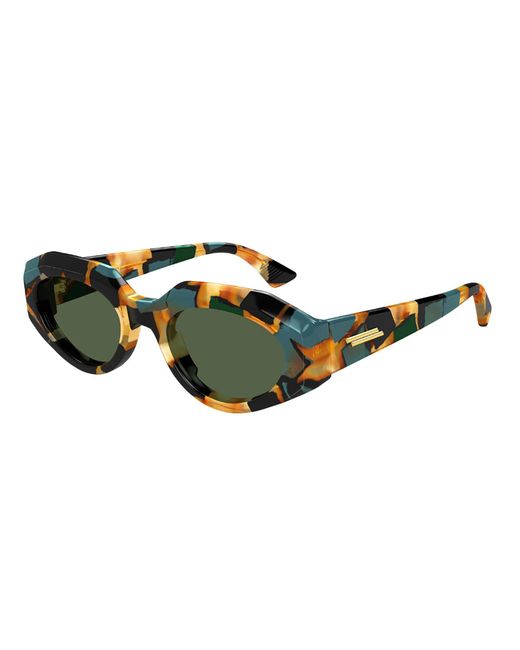 Bottega Veneta Green Eyewear Oval Frame Sunglasses