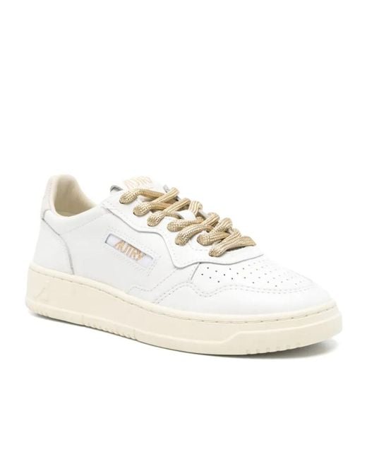 Autry White Medalist Lace-Up Sneakers
