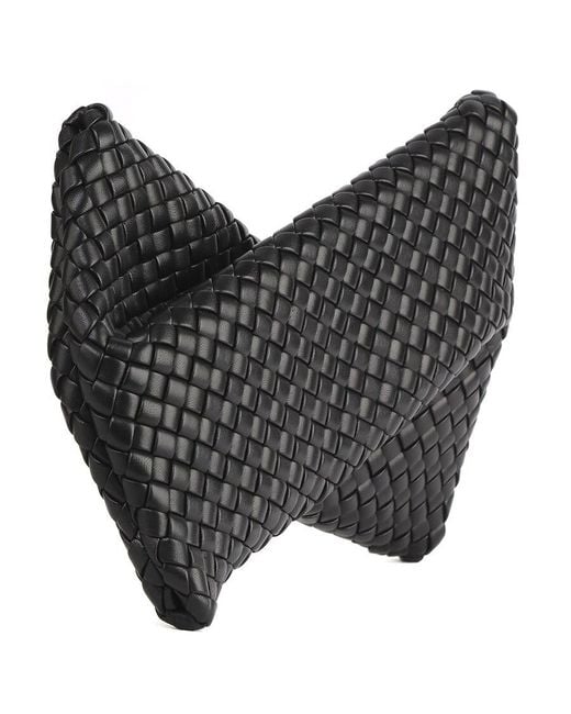 Bottega Veneta Black Bv Crisscross Clutch Bag