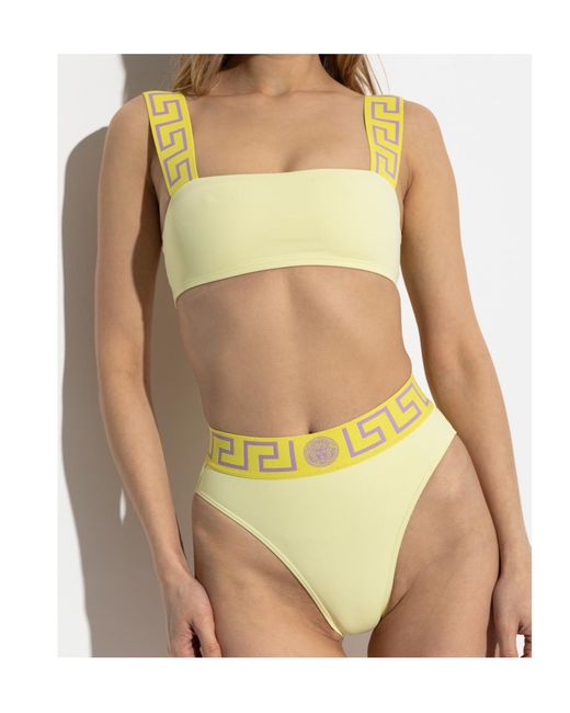 Versace Yellow Greca Border Bikini Top