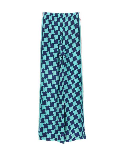 Casablanca Blue Graphic-Printed Wide-Leg Trousers