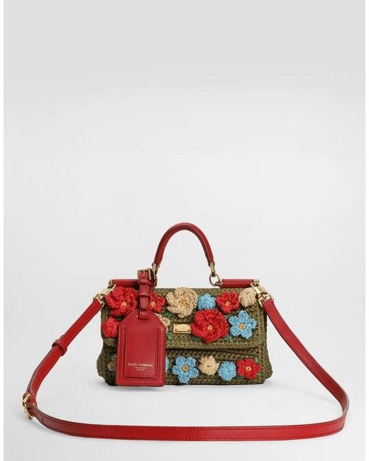 Dolce & Gabbana Red My Sicily Crochet Handbag