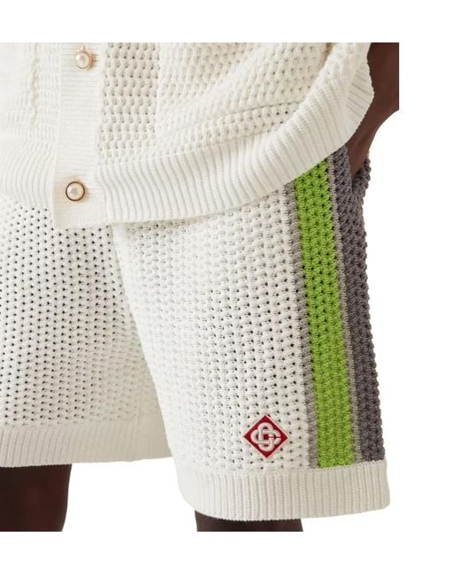 Casablanca Green Stripe Crochet Shorts for men