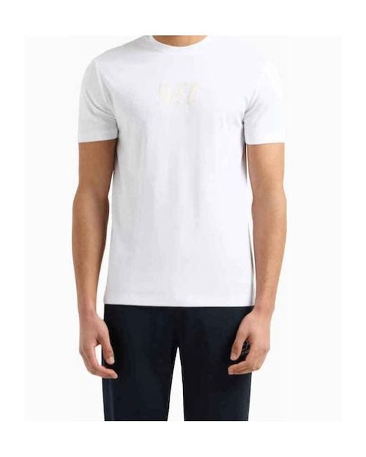 EA7 White Jersey Crew-Neck T-Shirt for men