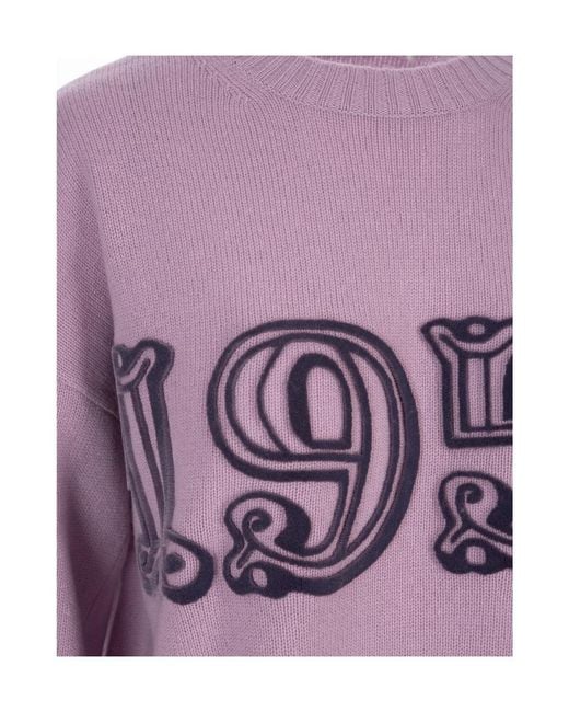 Max Mara Purple Wool Cashmere Round Neck Sweater
