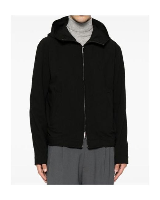 Emporio Armani Blue Blouson Jacket Seersucker With Down And Feather Padding for men